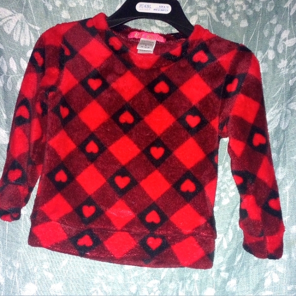 5 more minutes girls Flannel heart ❤️ pullover chunky sweater size 5 - Picture 1 of 3